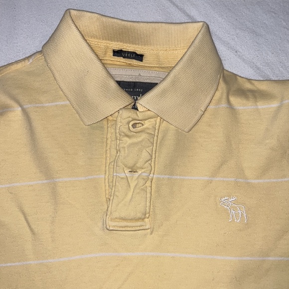 Abercrombie & Fitch Yellow and White Striped Muscle Polo - Picture 9 of 13
